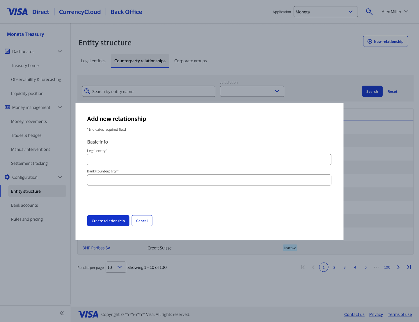 Production: add new relationship modal